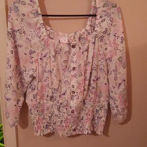 Off shoulder long sleeve shirt